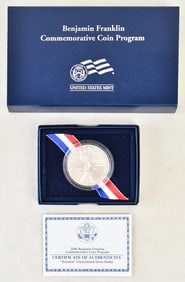 2006 U.S. MINT BENJAMIN FRANKLIN COMMEMORATIVE UNCIRCULATED SILVER DOLLAR