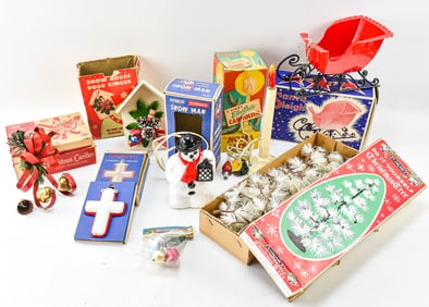 ASSORTED BOXED VINTAGE CHRISTMAS DECOR