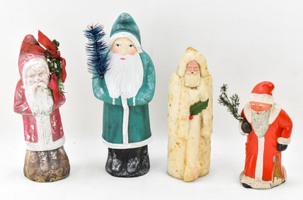 FOUR VINTAGE FATHER CHRISTMAS FIGURES