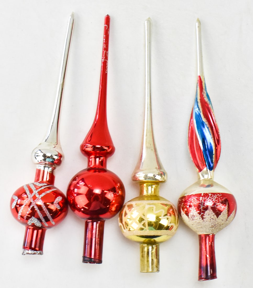 COLLECTION OF FOUR BLOWN GLASS TREE TOPPERS (1 of 1)