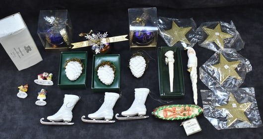 DEPARTMENT 56 CHRISTMAS ORNAMENT ASSORTMENT: ELVES, SANTA CLAUS, PINECONES, & MORE