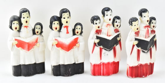 FOUR CHRISTMAS CAROLER BLOW MOLDS