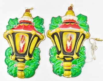 PAIR OF CHRISTMAS LANTERN WALL LIGHTS