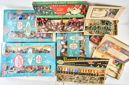 SEVEN VINTAGE CHRISTMAS LIGHTING OUTFITS: HOFERT'S, CLEMCO, AMICO, PROPP