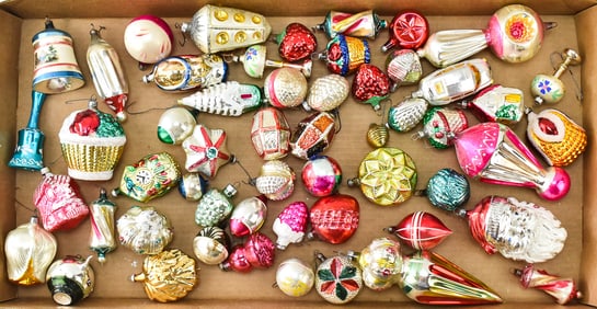 ASSORTED VINTAGE CHRISTMAS GLASS FIGURAL ORNAMENTS