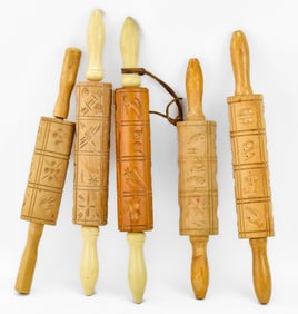 COLLECTION OF SPRINGERLE COOKIE MOLD ROLLING PINS