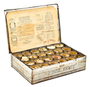EARLY 20TH C. TINPLATE EGG MAILING BOX