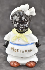 BLACK AMERICANA 'MOSTARDA' CERAMIC FIGURAL CONTAINER