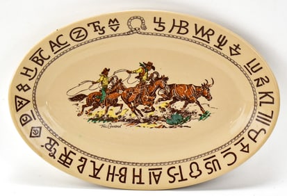WALLACE CHINA WESTWARD HO 'RODEO' PATTERN OVAL SERVING PLATTER