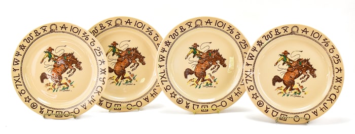 WALLACE CHINA WESTWARD HO 'RODEO' PATTERN DINNER PLATES