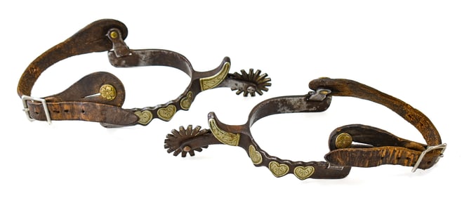 PAIR OF CALIFORNIA STYLE HEART-THEMED SPURS