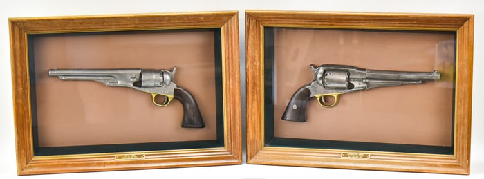 PAIR OF SHADOWBOX FRAMED MODEL REVOLVERS