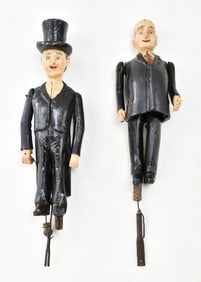 TWO EUROPEAN FOLK ART ARTICULATED MECHANICAL FIGURES: RINGMASTER & BUSINESSMAN/POLITICIAN