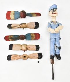 EUROPEAN FOLK ART ARTICULATED MECHANICAL POPEYE FIGURE