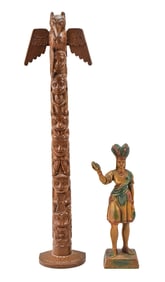 DAVID K. FISON CHRISTMAS TOTEM POLE AND AUSTIN PRODUCTION CHIEF STATUE