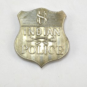 UNITED STATES INDIAN POLICE BADGE & GREEK WOVEN PILLOW
