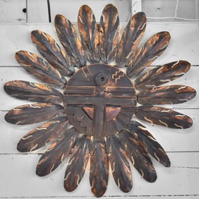 NAVAJO SUN BEARER COPPER WALL SCULPTURE