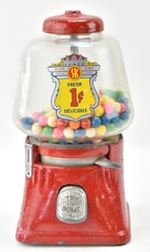 VINTAGE SILVER KING ONE CENT GUM BALL MACHINE