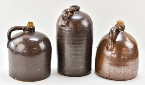 THREE ANTIQUE SALT-GLAZED JUGS
