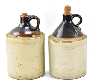 TWO ANTIQUE SALT-GLAZED JUGS