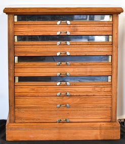 ANTIQUE OAK SPOOL CABINET