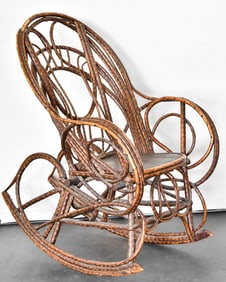 LATE 19TH C. WILLOW BENTWOOD CHILD'S ROCKER