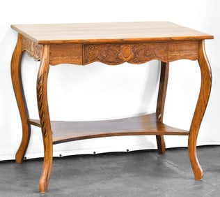ANTIQUE QUARTERSAWN OAK LIBRARY TABLE