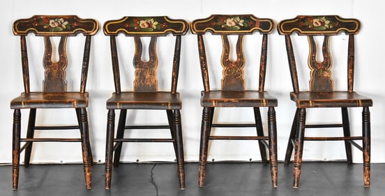 19TH C. PAINTED PLANK SIDE CHAIRS