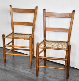 PAIR OF ANTIQUE WOVEN RAWHIDE CHAIRS