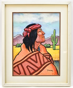 WILLIAM DIXSON MIXED MEDIA NATIVE AMERICAN PORTRAIT