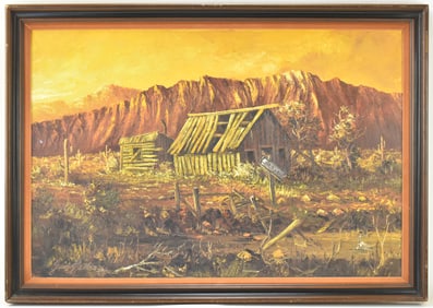 JENNER BADEN 'WEATHERED CABIN' OIL PAINTING