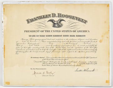 1940 FRANKLIN D. ROOSEVELT POSTMASTER APPOINTMENT DOCUMENT