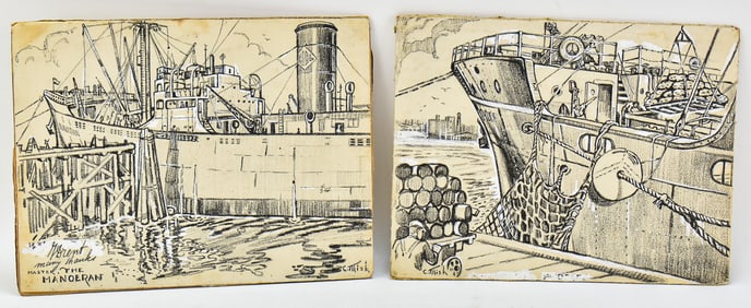 GRAPHITE NAVAL SKETCHES 'THE MANOERAN' BY CHARLOTTE MISH