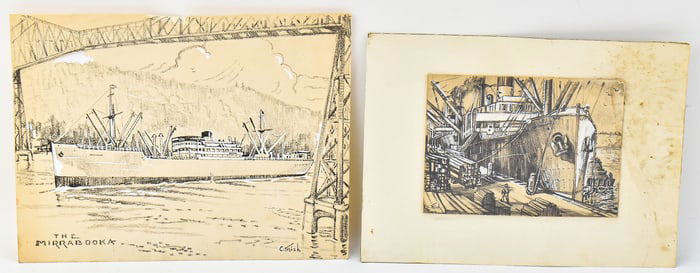 GRAPHITE NAVAL SKETCHES 'THE MIRRABOOKA' BY CHARLOTTE MISH