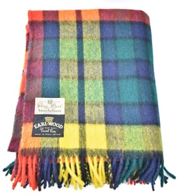 VINTAGE EARLWOOD TARTAN PLAID WOOL TRAVEL RUG