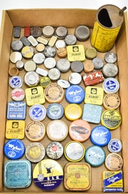 COLLECTION OF WATCH, TYPEWRITER, & CAMERA FILTER TINS