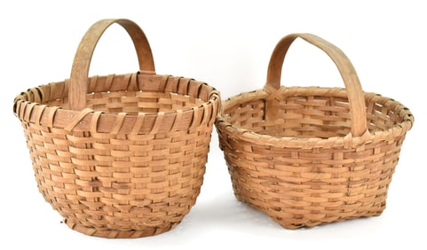 PAIR OF HANDWOVEN SPLINT BASKETS