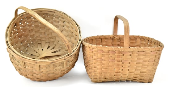 PAIR OF HANDWOVEN SPLINT BASKETS