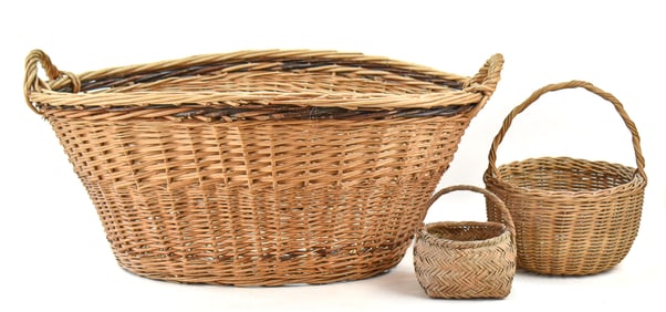 COLLECTION OF THREE HANDWOVEN BASKETS
