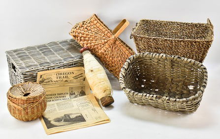 COLLECTION OF ANTIQUE WICKER BASKETS