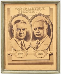HERBERT HOOVER & CHARLES CURTIS FRAMED 1928 CAMPAIGN POSTER