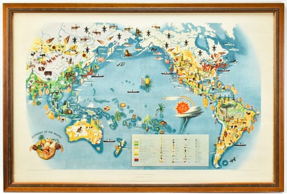 'PLATE IV: PAGEANT OF THE PACIFIC' 1940 LITHOGRAPH BY MIGUEL COVARRUBIAS