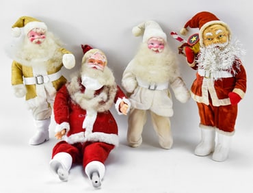 FOUR VINTAGE SANTA CLAUS DOLLS