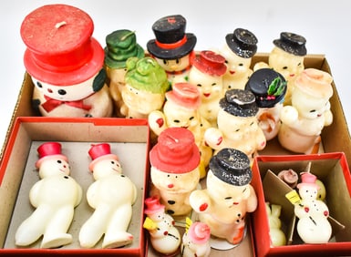 VINTAGE CHRISTMAS SNOWMEN CANDLES: TAVERN & GURLEY
