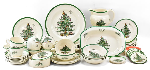 VINTAGE SPODE 'CHRISTMAS TREE' DINNERWARE SERVICE