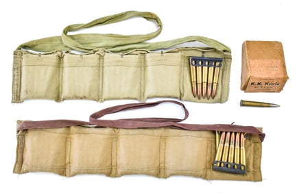 ASSORTED .303 BRITISH MILITARY RIFLE AMMUNITION WITH BANDOLIERS & CLIPS