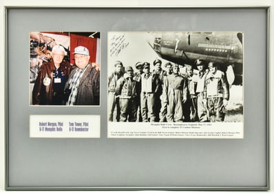 'MEMPHIS BELLE CREW' 1943 COMBAT MISSION PILOTS FRAMED PHOTO DISPLAY