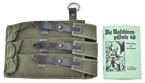REPLICA WWII GERMAN MP40 MAGAZINE POUCHES & OPERATIONS BOOKLET