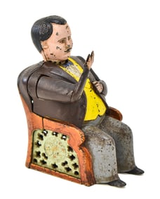 CAST IRON 'TAMMANY BANK' COIN BANK, J & E STEVENS FOUNDRY