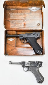 UMAREX LEGENDS P08 LUGER AIRGUN & CAST ALUMINUM PROP MODEL